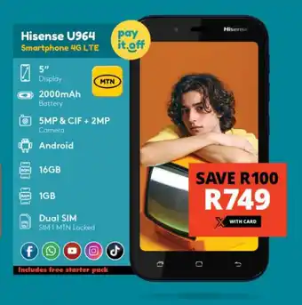 Checkers Hisense U964 Smartphone 4G LTE offer