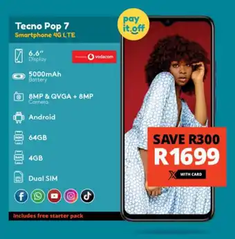 Checkers Tecno Pop 7 Smartphone 4G LTE offer