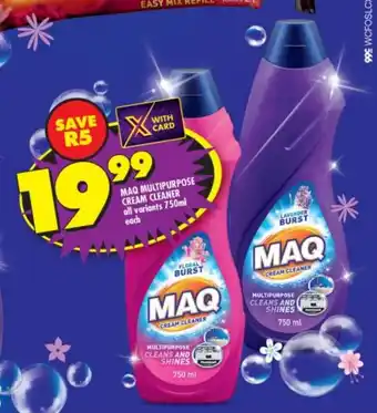Shoprite MAQ MULTIPURPOSE CREAM CLEANER all variants 750ml each offer