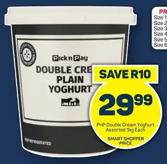 Pick n Pay Hypermarket PnP Double Cream Yoghurt Assorted 1kg Each offer
