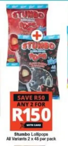 Stumbo Lollipops All Variants 2 x 48 per pack