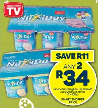 Pick n Pay Hypermarket Danone NutriDay Low Fat Smooth Dairy Snack Assorted 6x100g offer