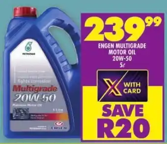 Shoprite ENGEN MULTIGRADE MOTOR OIL 20W-50 5L offer