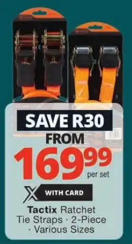 Tactix Ratchet Tie Straps 2-Piece Various Sizes