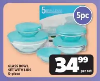 Usave GLASS BOWL SET WITH LIDS 5-piece offer