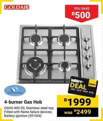 Builders Warehouse 4-burner Gas Hob offer