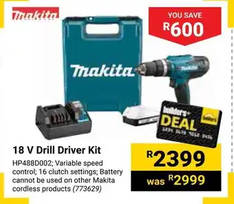 Builders Warehouse 18 V Drill Driver Kit offer