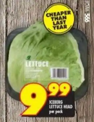Shoprite ICEBERG LETTUCE HEAD per pack offer