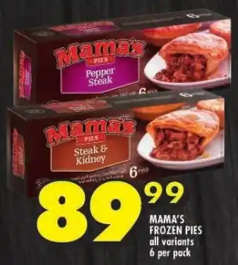 Shoprite MAMA'S FROZEN PIES all variants 6 per pack offer