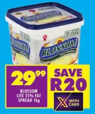 Shoprite BLOSSOM LITE 25% FAT SPREAD 1kg offer