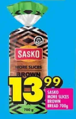 Shoprite SASKO MORE SLICES BROWN BREAD 700g offer