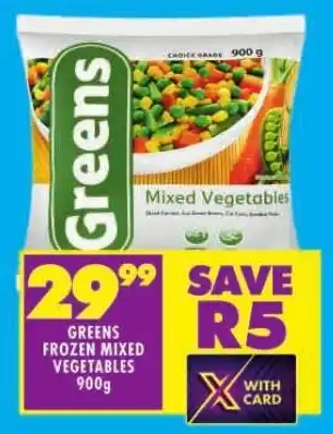 Shoprite GREENS FROZEN MIXED VEGETABLES 900g offer