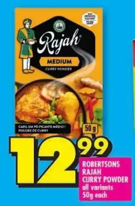 Shoprite ROBERTSONS RAJAH CURRY POWDER all variants 50g each offer