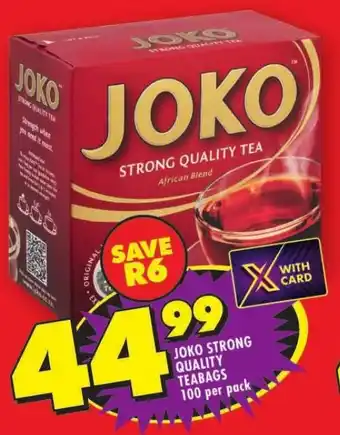 Shoprite JOKO STRONG QUALITY TEABAGS 100 per pack offer
