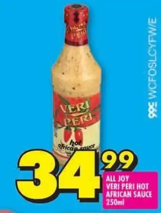 Shoprite ALL JOY VERI PERI HOT AFRICAN SAUCE 250ml offer