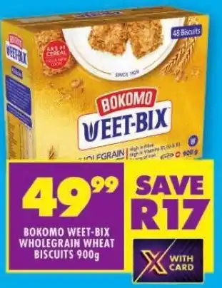 Shoprite BOKOMO WEET-BIX WHOLEGRAIN WHEAT BISCUITS 900g offer