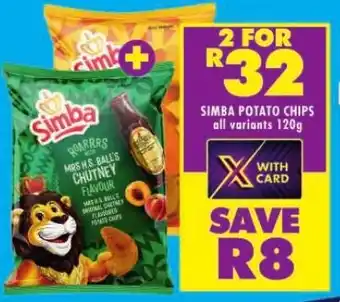 Shoprite SIMBA POTATO CHIPS all variants 120g offer