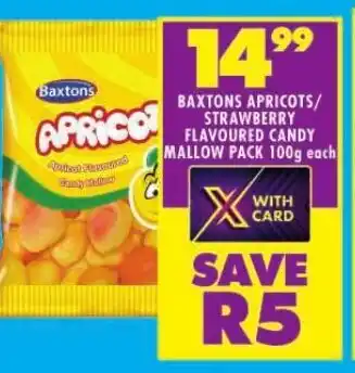 Shoprite BAXTONS APRICOTS/ STRAWBERRY FLAVOURED CANDY MALLOW PACK 100g each offer
