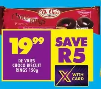 Shoprite DE VRIES CHOCO BISCUIT RINGS 150g offer