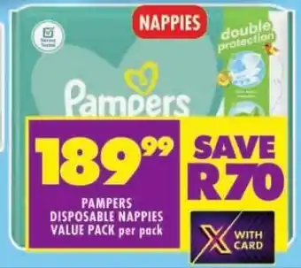 Shoprite PAMPERS DISPOSABLE NAPPIES VALUE PACK per pack offer