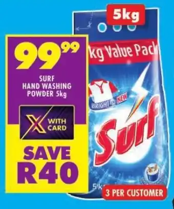 Shoprite SURF HAND WASHING POWDER 5kg offer