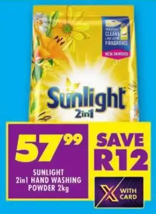 Shoprite SUNLIGHT 2in1 HAND WASHING POWDER 2kg offer