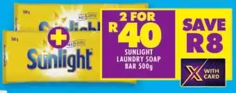 Shoprite SUNLIGHT LAUNDRY SOAP BAR 500g offer