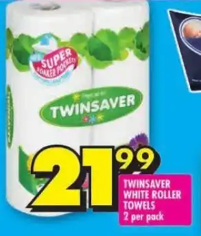 TWINSAVER WHITE ROLLER TOWELS 2 per pack