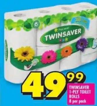 Shoprite TWINSAVER 1-PLY TOILET ROLLS 8 per pack offer