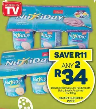 Pick n Pay Danone NutriDay Low Fat Smooth Dairy Snack Assorted 6x100g offer