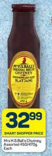 Pick n Pay Mrs H.S.Ball's Chutney Assorted 450/470g Each offer