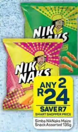 Pick n Pay Simba NikNaks Maize Snack Assorted 135g offer