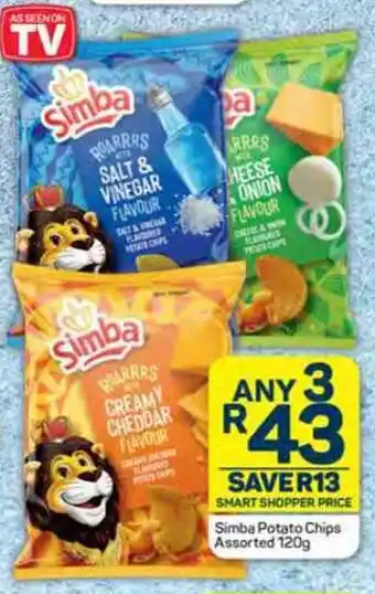 Pick n Pay Simba Potato Chips Assorted 120g offer