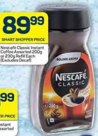 Pick n Pay Nescafé Classic Instant Coffee Assorted 200g or 230g Refill Each (Excludes Decaf) offer
