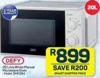 Pick n Pay DEFY 20 Litre White Manual Microwave Oven offer