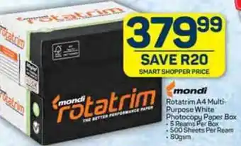 Pick n Pay mondi Rotatrim A4 Multi-Purpose White Photocopy Paper Box offer