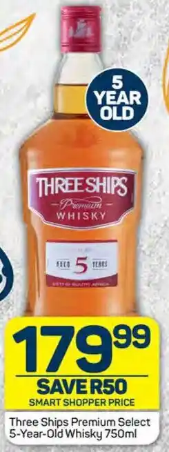 Pick n Pay Three Ships Premium Select 5-Year-Old Whisky 750ml offer