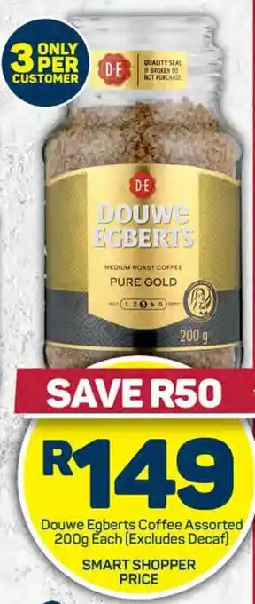 Pick n Pay Douwe Egberts Coffee Assorted 200g Each (Excludes Decaf) offer