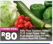 OK Foods Baby Plum Tomatoes Punnet Plus Green Pepper Duet Plus English Cucumber & Lettuce Head-Per Combo offer