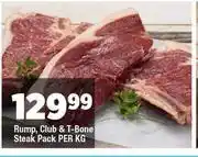 OK Foods Rump, Club & T-Bone Steak Pack-Per Kg offer