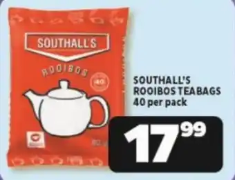 Usave SOUTHALL'S ROOIBOS TEABAGS 40 per pack offer