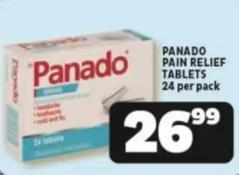 Usave PANADO PAIN RELIEF TABLETS 24 per pack offer