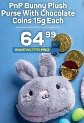 Pick n Pay PnP Bunny Plush Purse With Chocolate Coins 15g Each offer