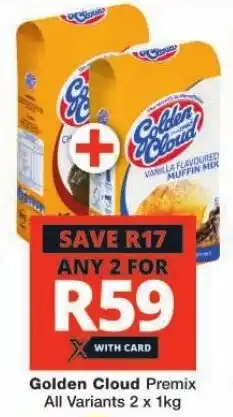 Checkers Golden Cloud Premix All Variants 2 x 1kg offer