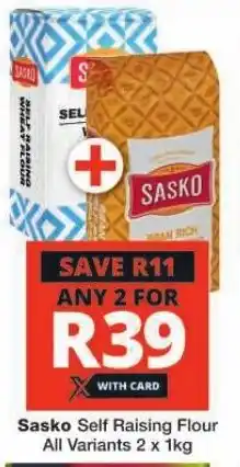 Checkers Sasko Self Raising Flour All Variants 2 x 1kg offer