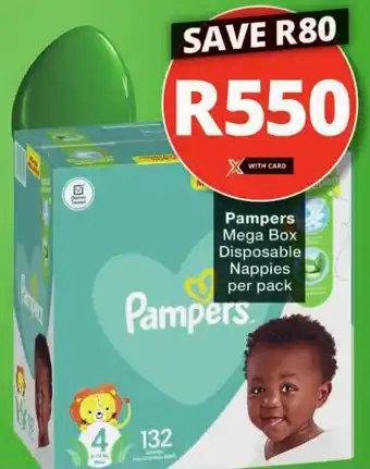 Checkers Pampers Mega Box Disposable Nappies per pack offer