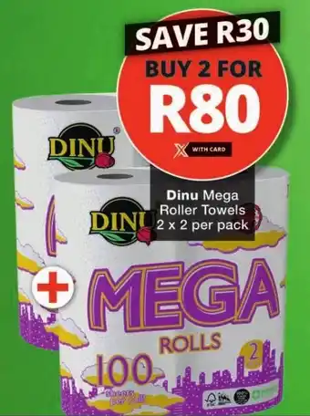 Checkers Dinu Mega Roller Towels 2x2 per pack offer