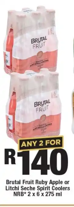 OK Liquor Brutal Fruit Ruby Apple or Litchi Seche Spirit Coolers NRB* 2 x 6 x 275 ml offer