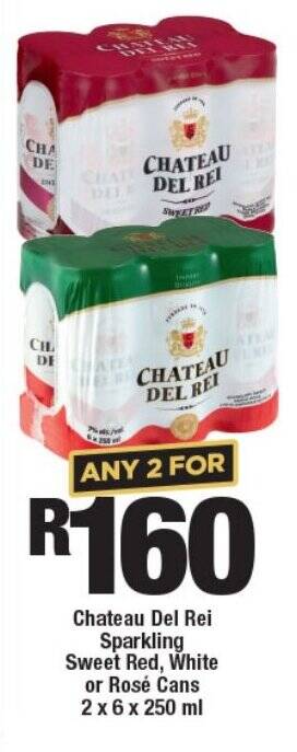 Chateau Del Rei Sparkling Sweet Red, White or Rosé Cans offer at OK Liquor