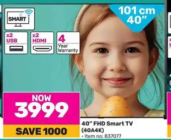 Game Hisense 40" FHD Smart TV (40A4K) offer